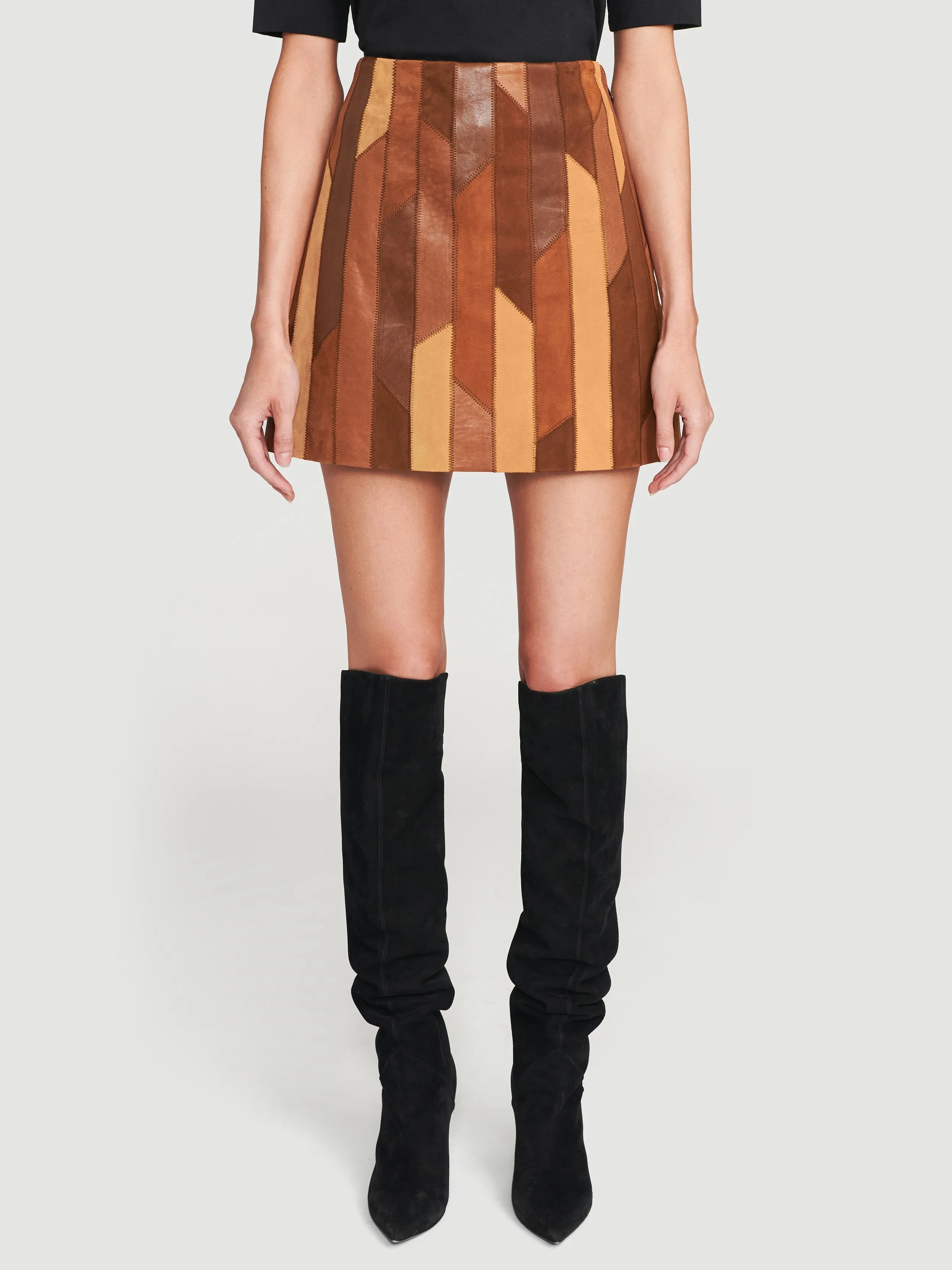 Suede Patchwork Mini -- Saddle Multi