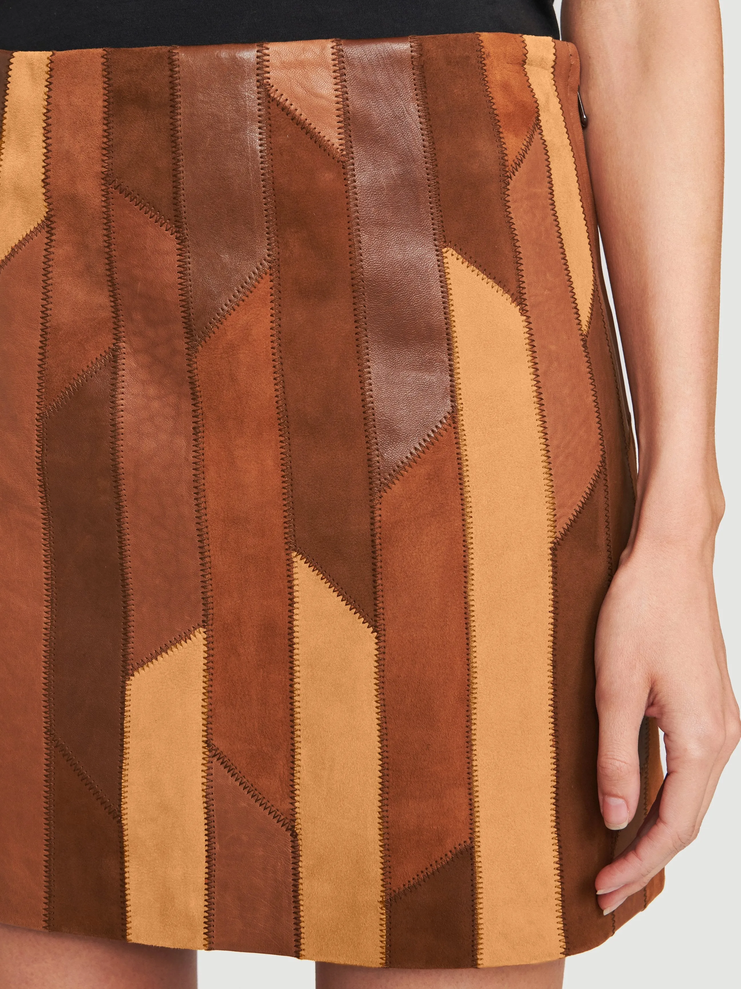 Suede Patchwork Mini -- Saddle Multi
