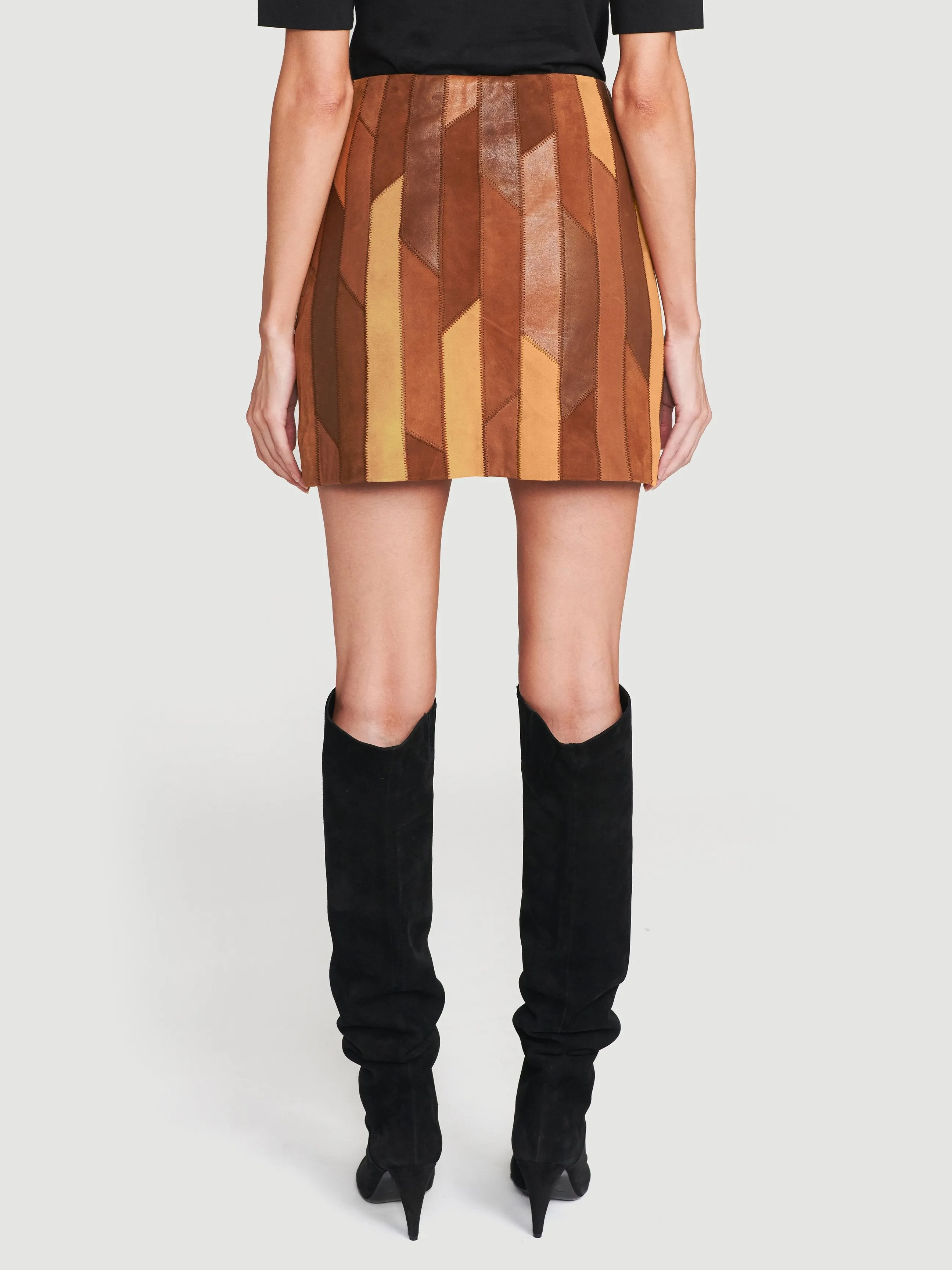 Suede Patchwork Mini -- Saddle Multi