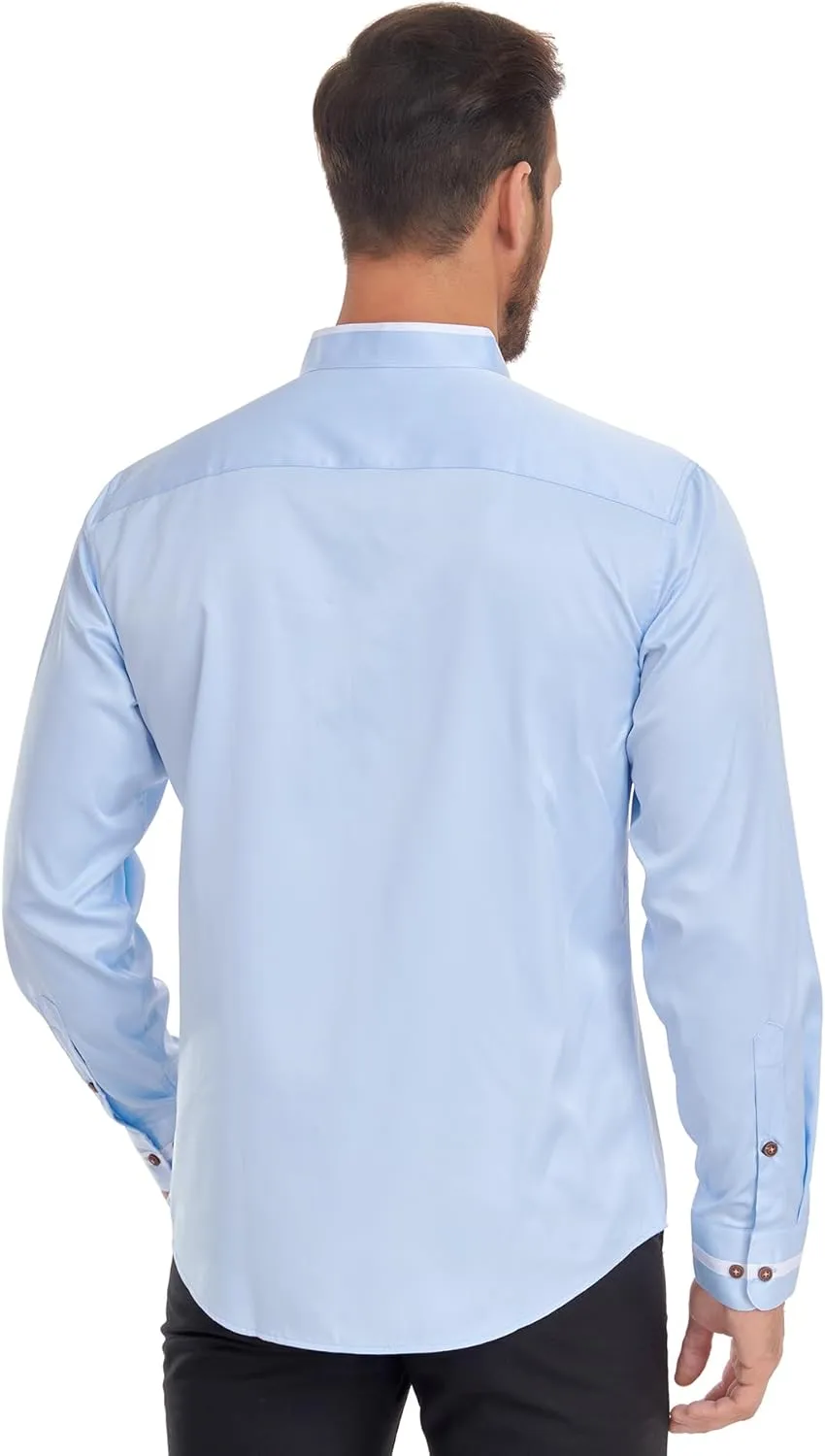 SWISSWELL Mandarin Collar Dress Shirt for Men Clergy Shirt Collarless Button Down Business Casual Shirts