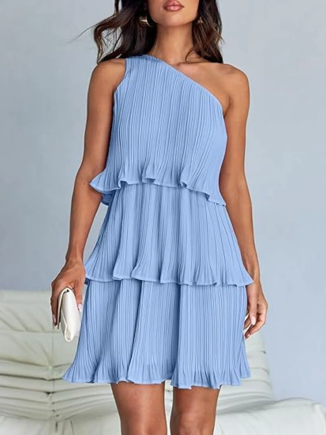 TEEK - Layered Single Shoulder Mini Dress