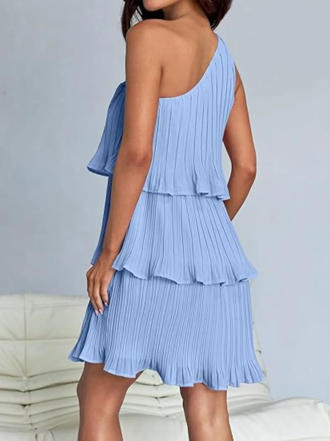 TEEK - Layered Single Shoulder Mini Dress