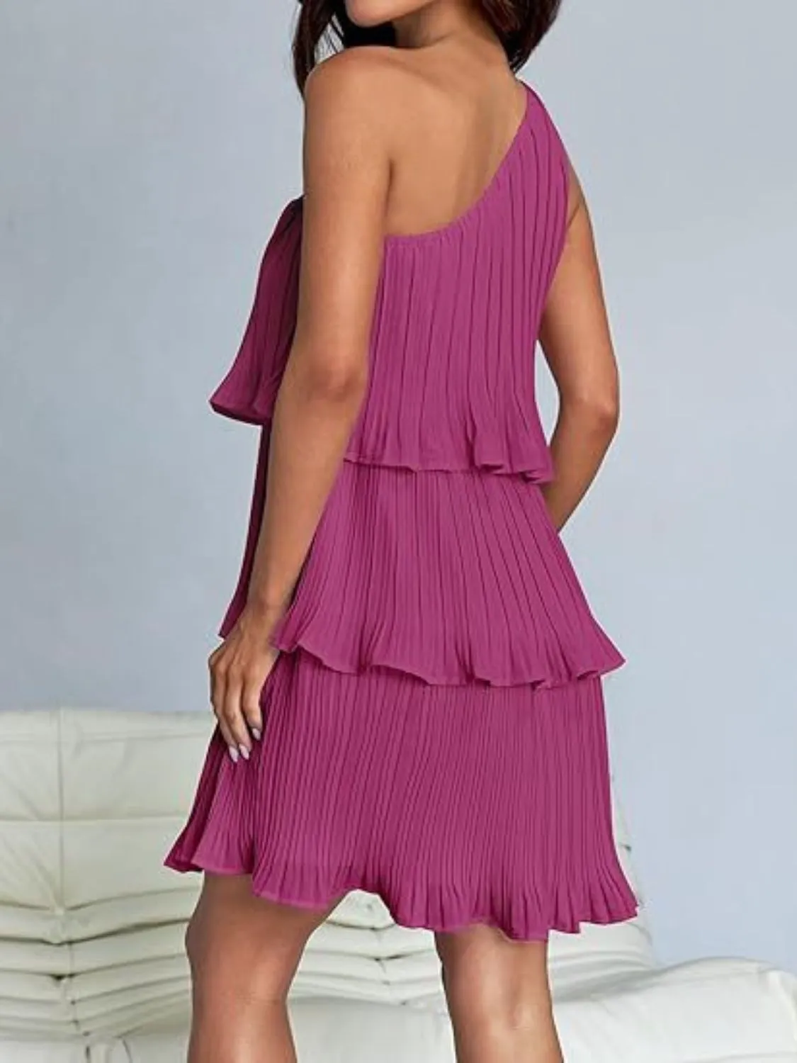 TEEK - Layered Single Shoulder Mini Dress
