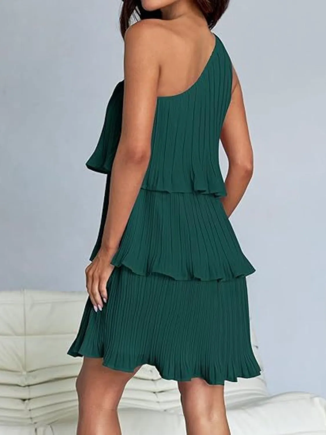TEEK - Layered Single Shoulder Mini Dress