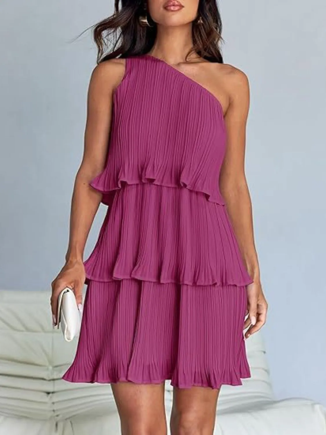 TEEK - Layered Single Shoulder Mini Dress