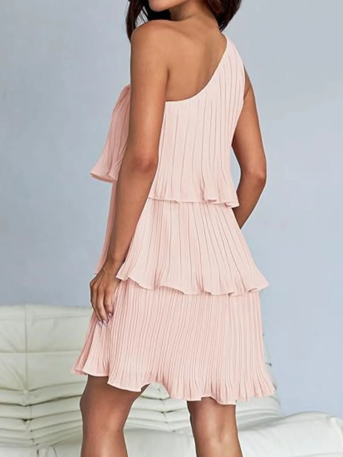 TEEK - Layered Single Shoulder Mini Dress