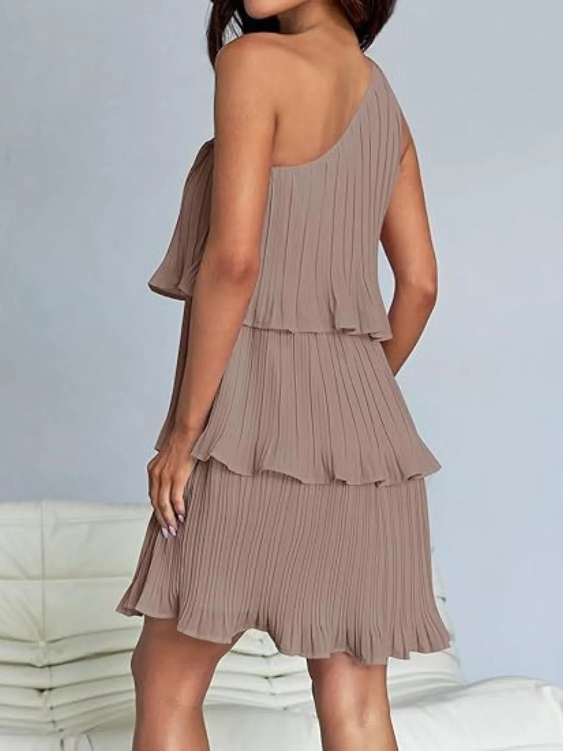 TEEK - Layered Single Shoulder Mini Dress