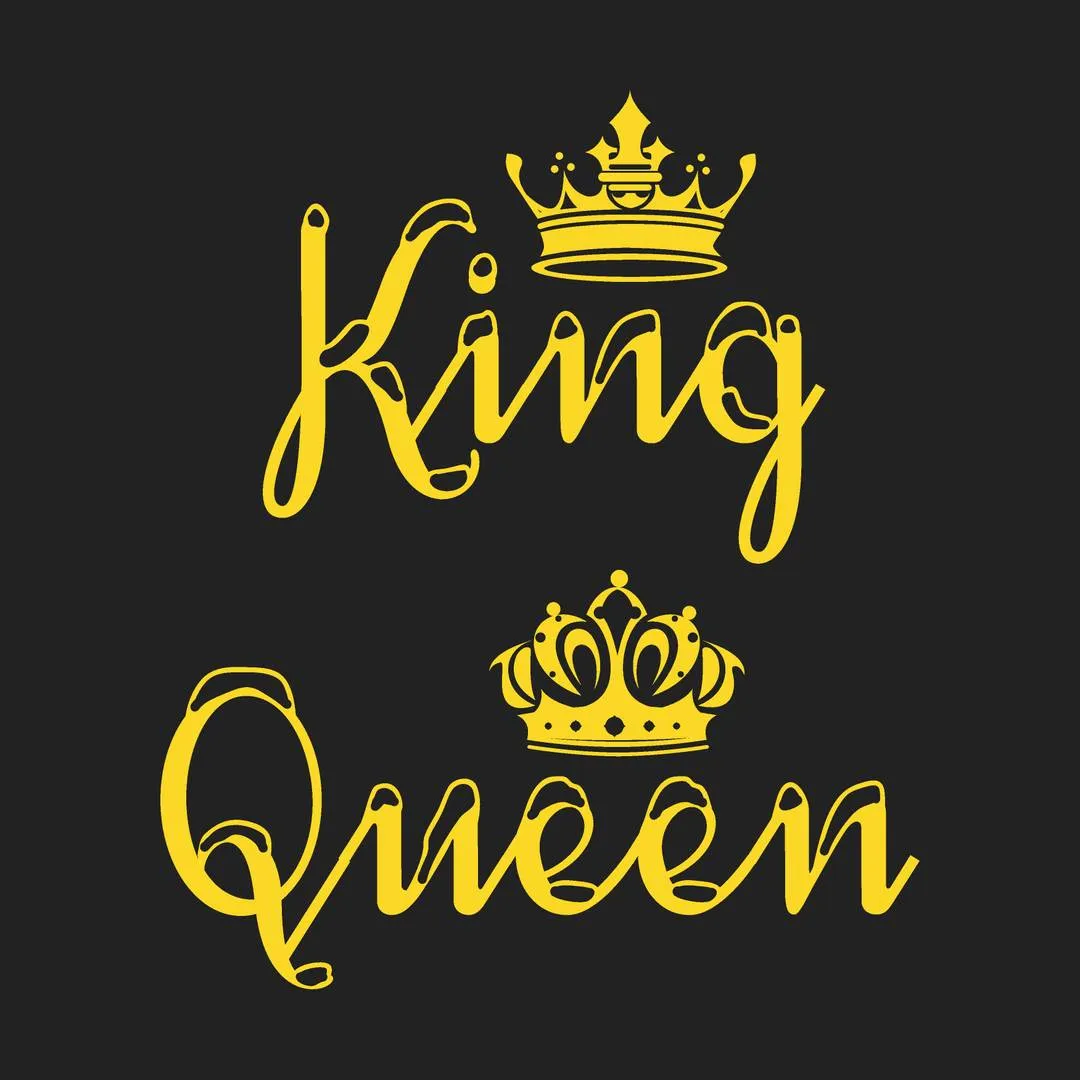 Unisex Cotton King And Queen Couple Black Round Neck T Shirt