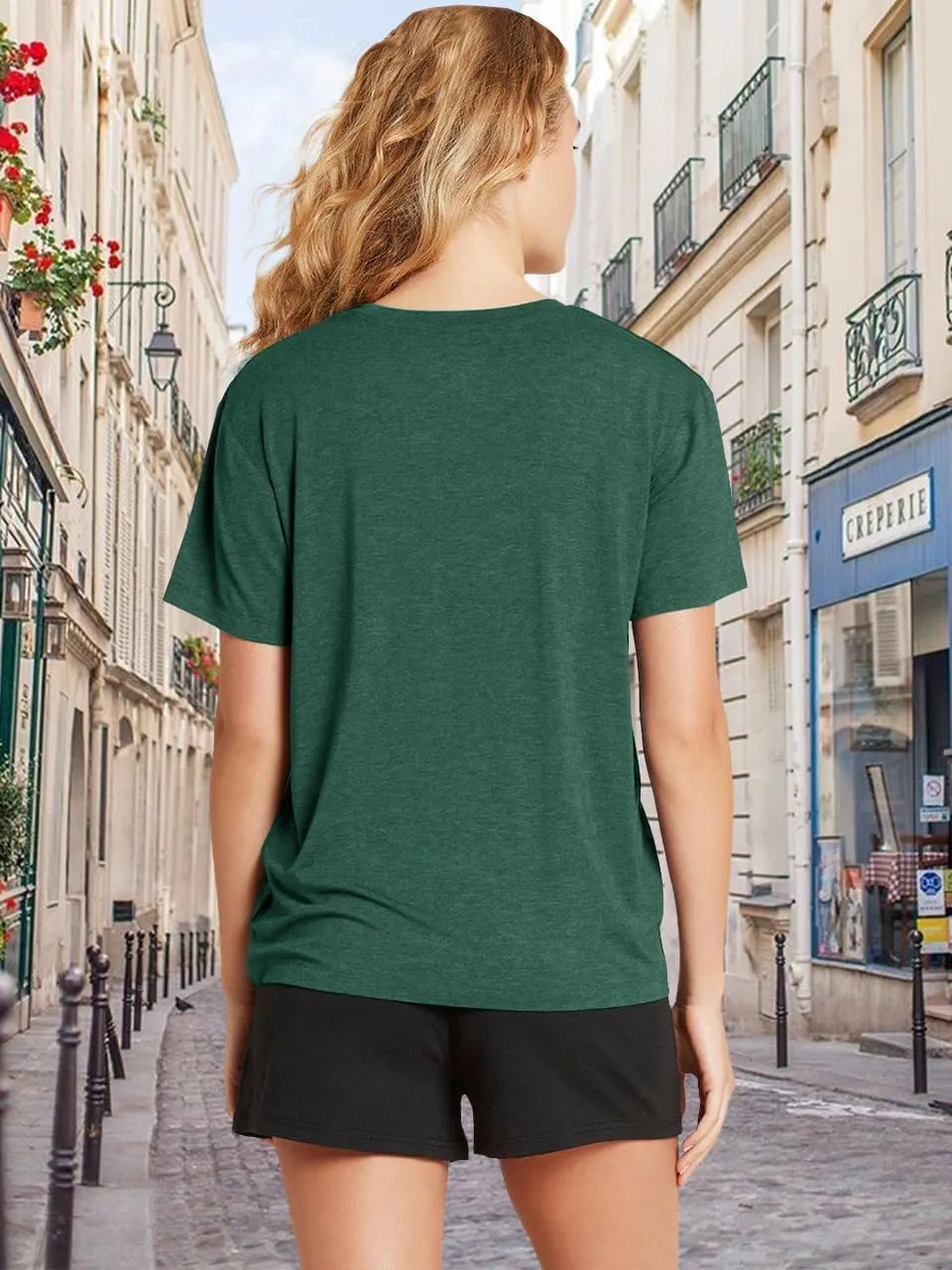 V Neck T Shirts for Women Cute Flower Graphic Tees Summer Tops Floral Print T Shirts Vintage Wildflower Tees
