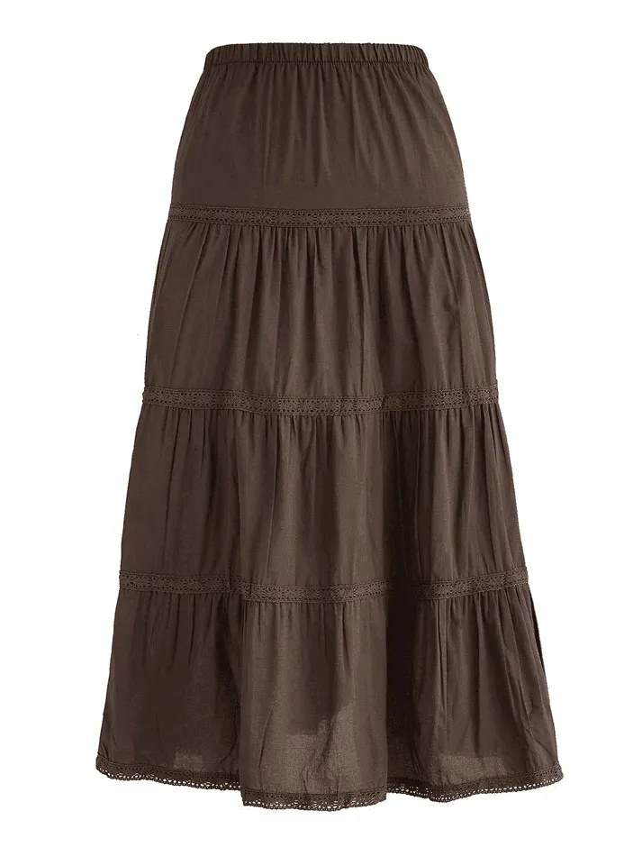 Vintage Tiered Midi Skirt