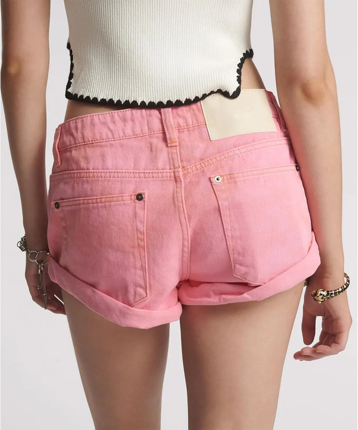 Women Solid Color Denim Hot Shorts Cute Button Down Low Waist Short Jeans Summer Outfit Cargo Shorts with Pockets