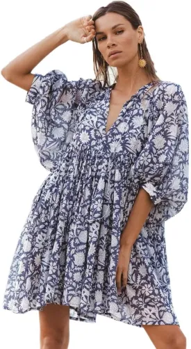 Women Summer Bohemian Floral Shirt Dress Cover Up Beach Dress Half Sleeve Mini Dress