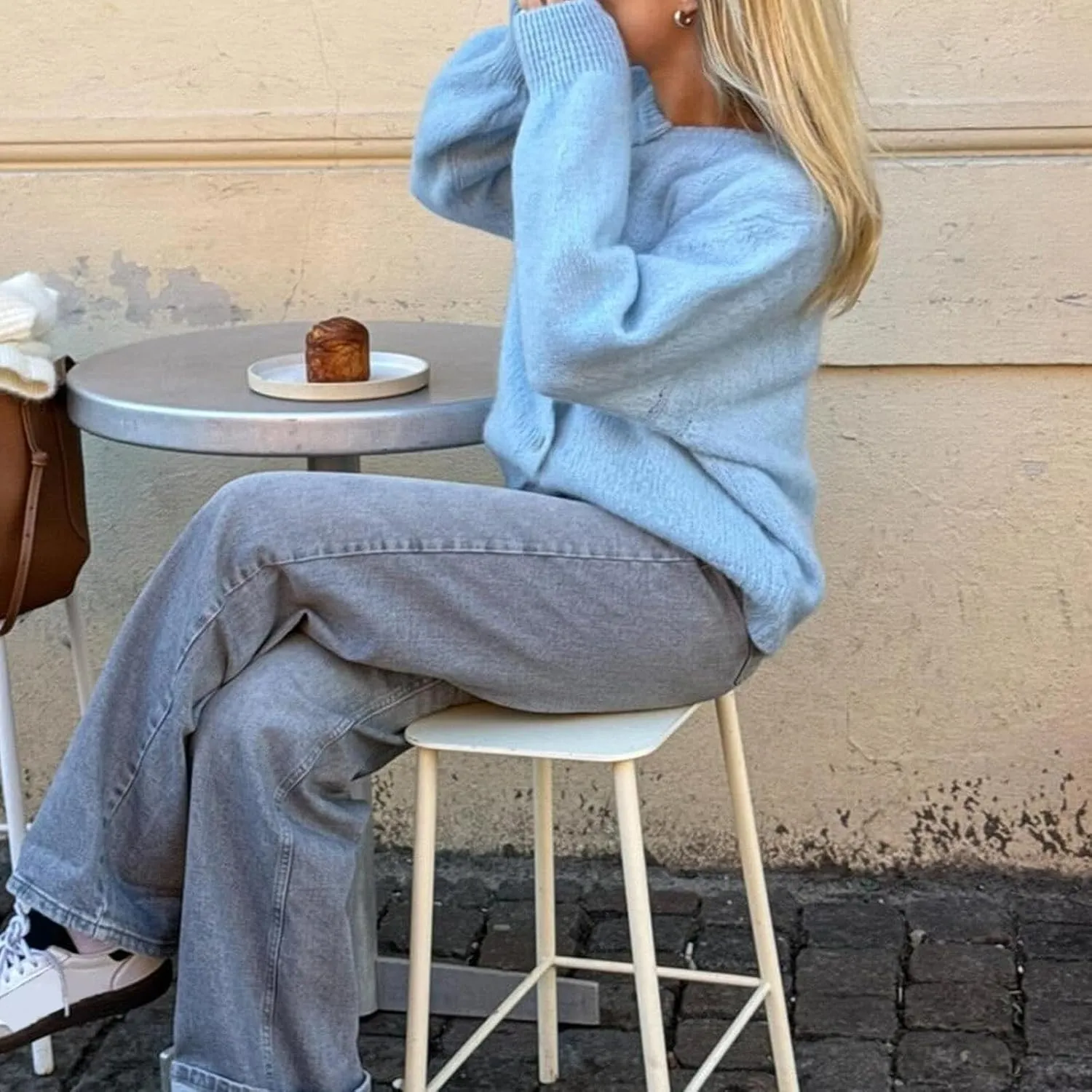 Women Y2k Knitted Cropped Cardigan Sweater Long Sleeve Crewneck Button Down Open Front Knitwear Top Streetwear