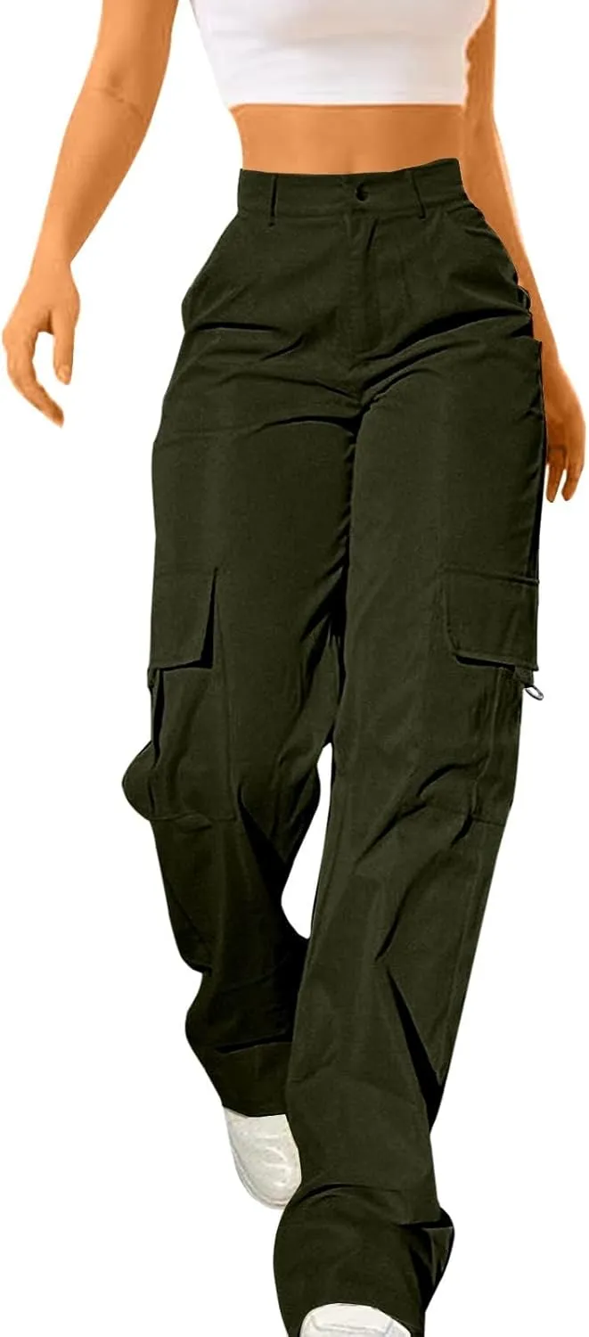 Women's Cargo Jogger Camo Pants with Pockets High Waist Slim Casual Tapered Camouflage Combat Hiking Pants
