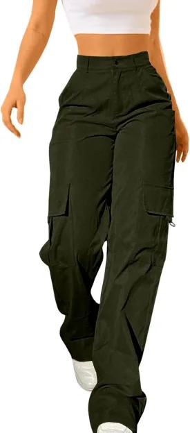 Women's Cargo Jogger Camo Pants with Pockets High Waist Slim Casual Tapered Camouflage Combat Hiking Pants