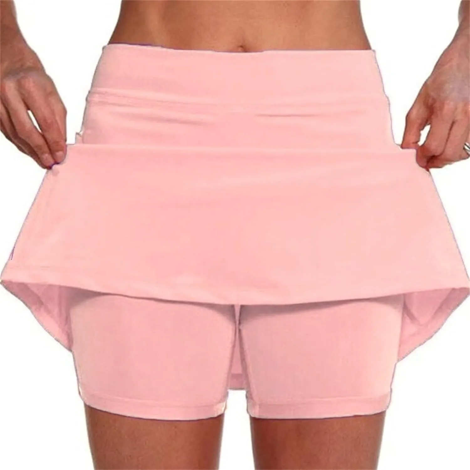 Womens Golf Pleated Tennis Skirts Solid Color Style Culottes Skinny Mid Waisted Athletic Sport Fashion Short Skirts