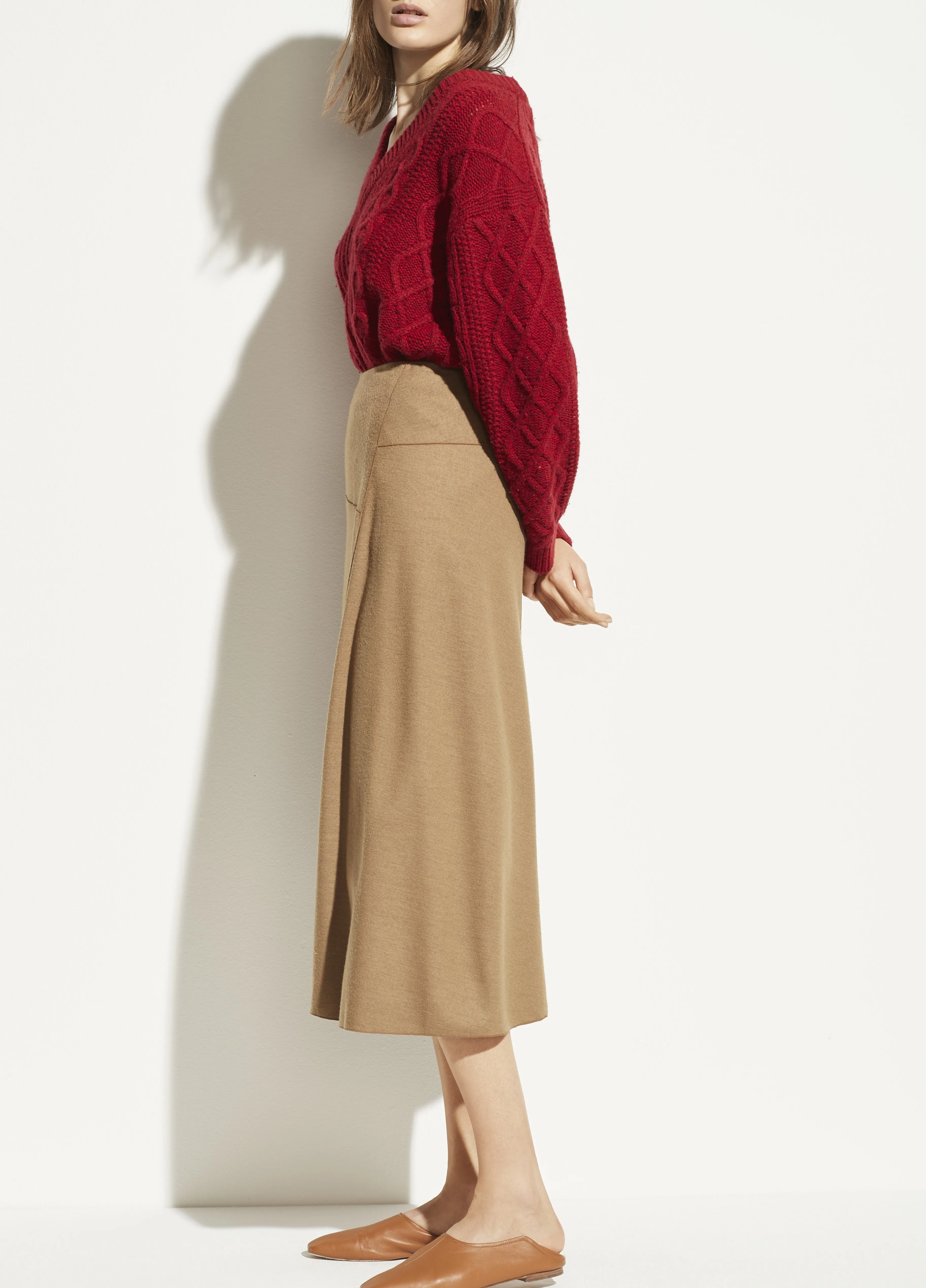 Wool Paneled Skirt in Ambrette