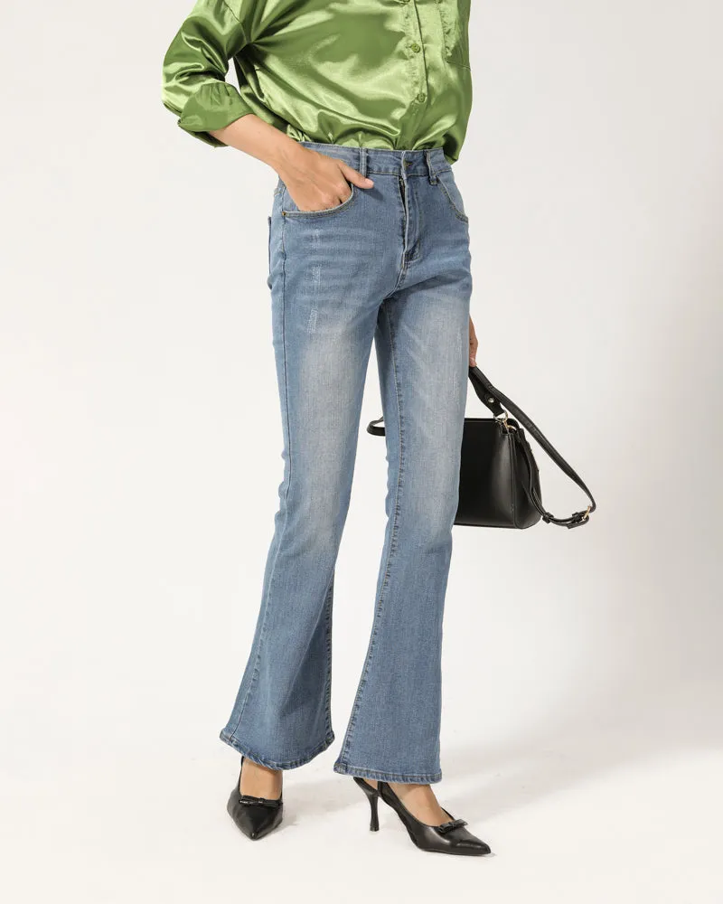 Yeknu Streetwear Women&#39;s Jeans Solid Color Denim Trousers Stright Leg Pants Autumn Winter Leisure Fashion Jeans Pants For Female